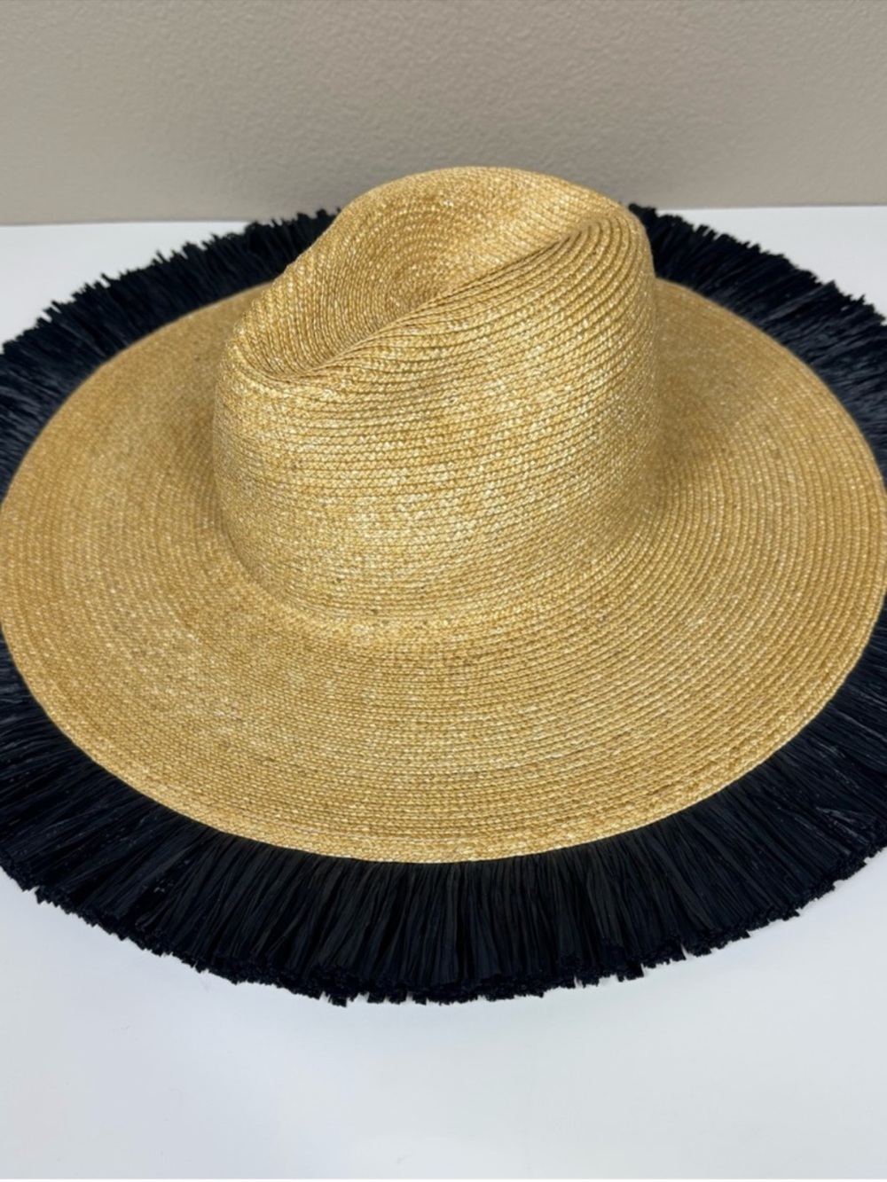 Tracy Watts‎ Positano wide brim fedora Straw Sun Hat fringe Anthropologie - Picture 4 of 6